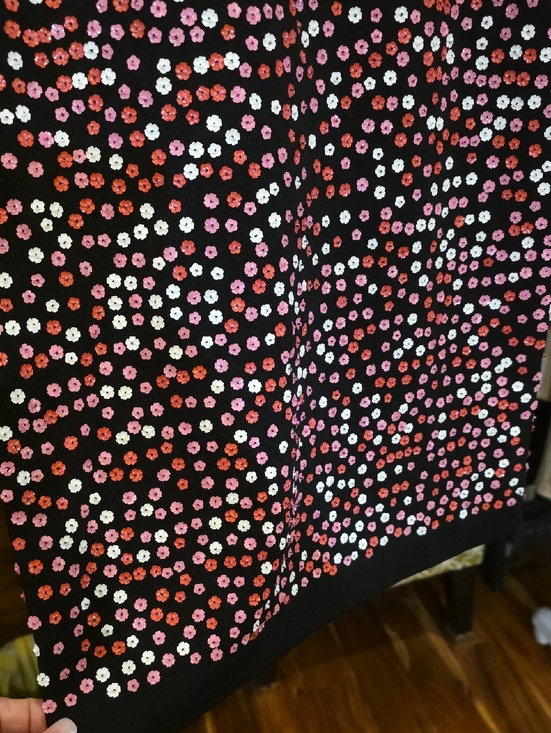 Michael Kors Black Dress with Pink, White & Red Floral Sequin Embellishment